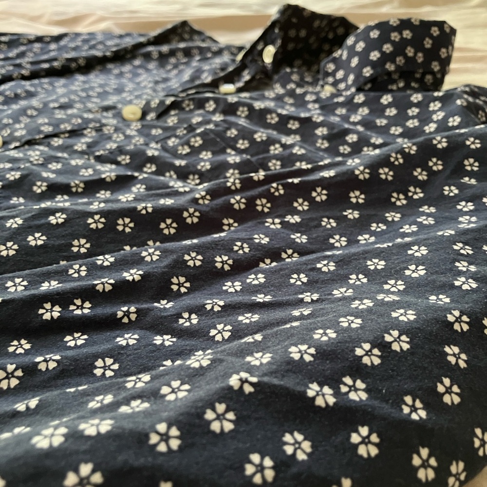 Merona Blue Button Down with white flower pattern